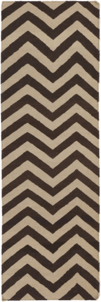 Tiwari Home 2.5' x 8' Brown Chevron Hand Woven Rectangular Area Throw Rug Runner